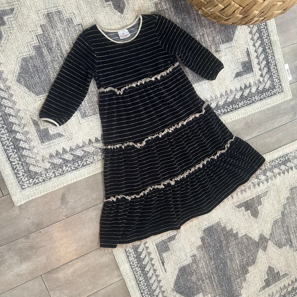 Hanna Andersson Girls Velour Velvet Formal Holiday Dress Ruffles (US 8) Like New